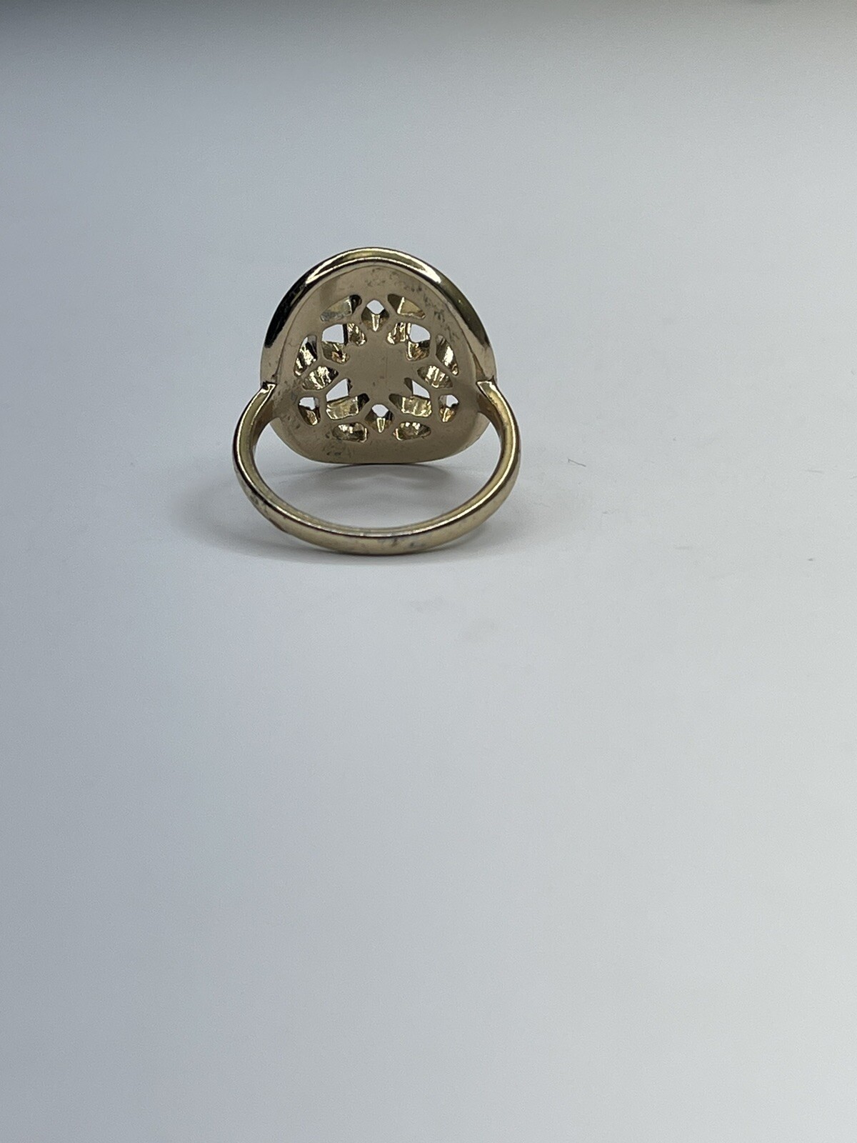 Womens Ring Size 7.5 Gold Toned Amber Faceted Crystal Stone Tiny Rhinstones