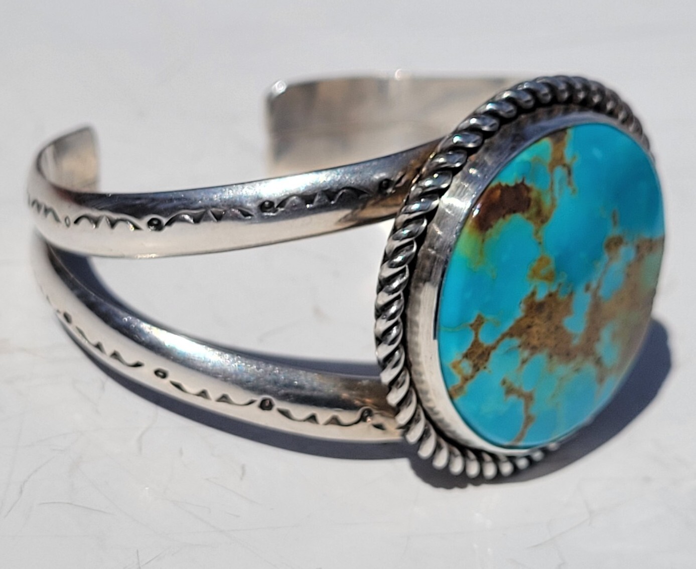 Kingman Turquoise Sterling Silver Cuff Bracelet 46.5g Signed Handmade 6 In Small