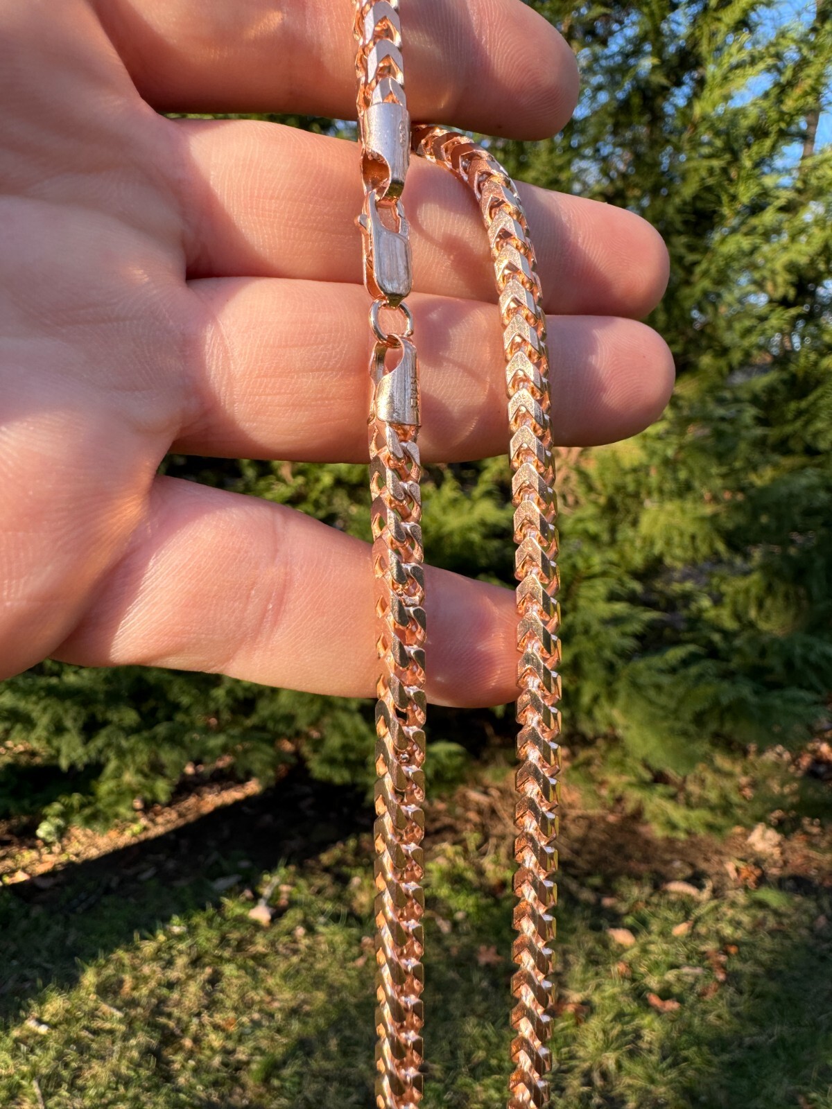 14k Rose Gold Solid 925 Sterling Silver Franco Chain 5mm Mens Necklace 18-30″