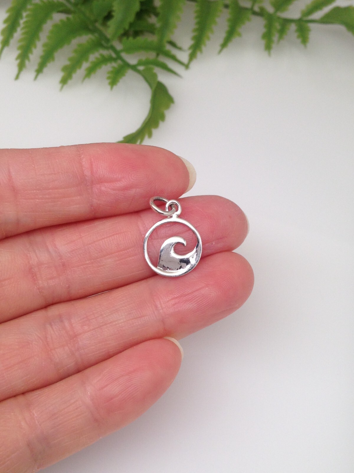 925 Sterling Silver Ocean Wave Pendant TINY Charm Women 11.8mm(0.46″)/19mm0.75″