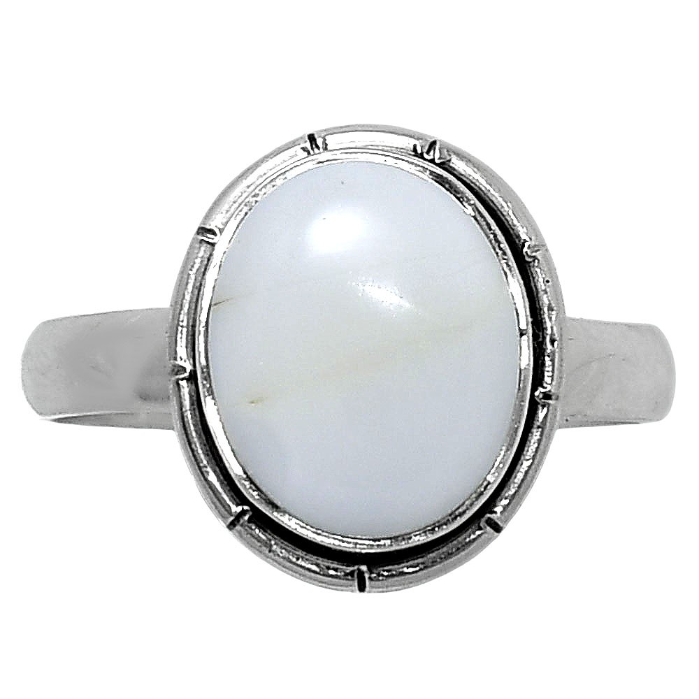 Natural White Opal 925 Sterling Silver Ring s.8 Jewelry R-1011