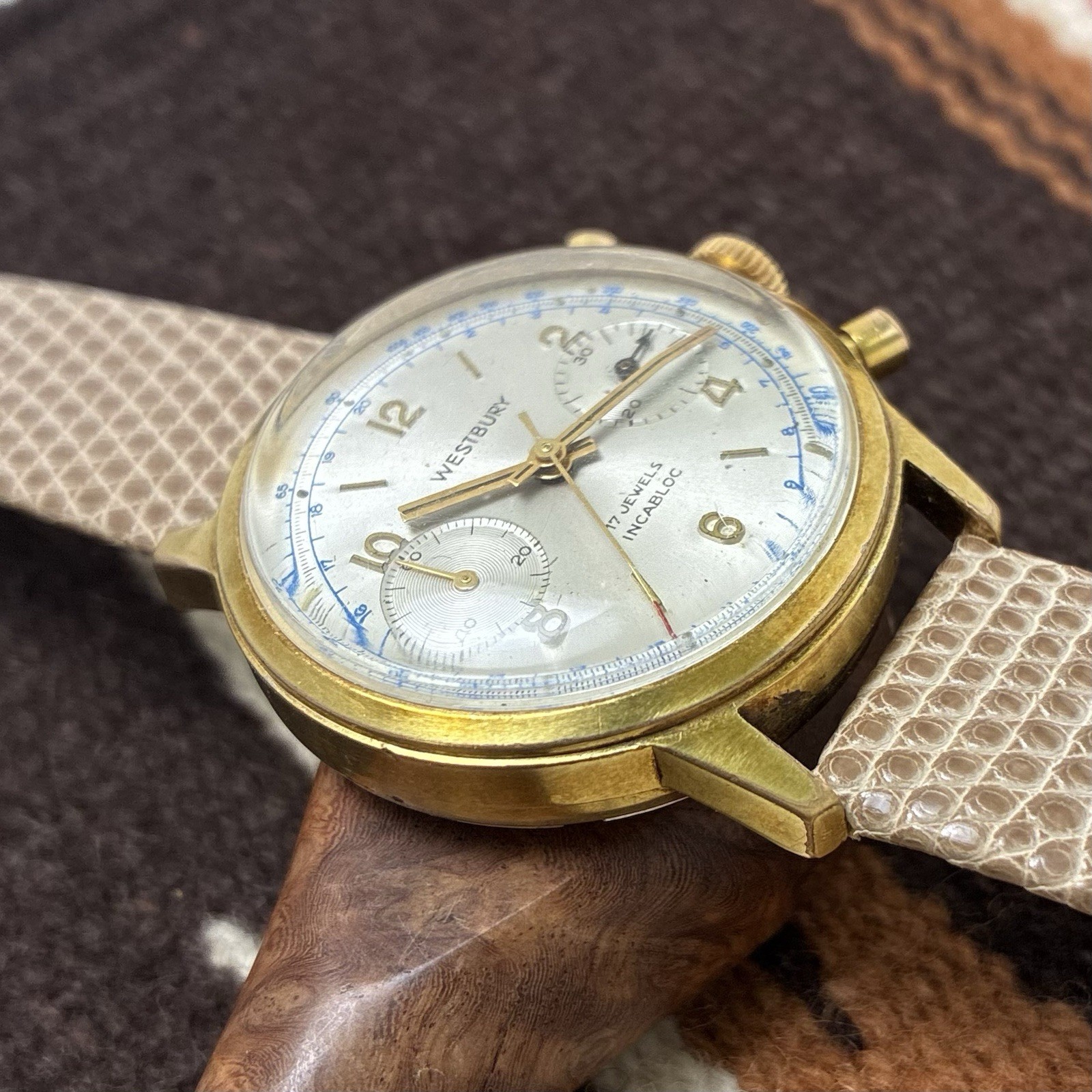 Westbury 1960s Mechanical Chronograph Valjoux 7733 36mm Vtg Tachymeter Dial