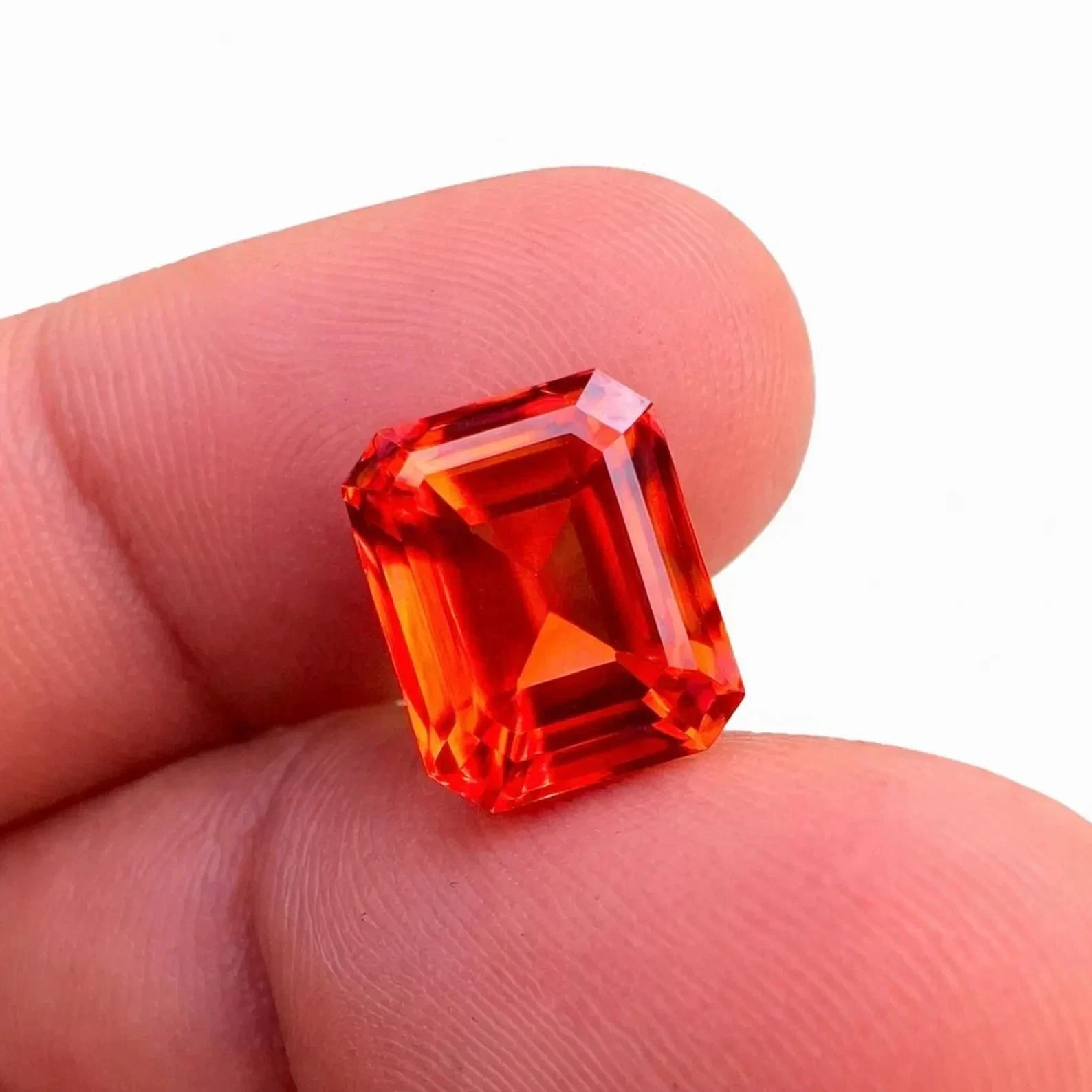 AAA+ 13.20 ct flawless sapphire orange emerald cut loose gemstone EGL Certified