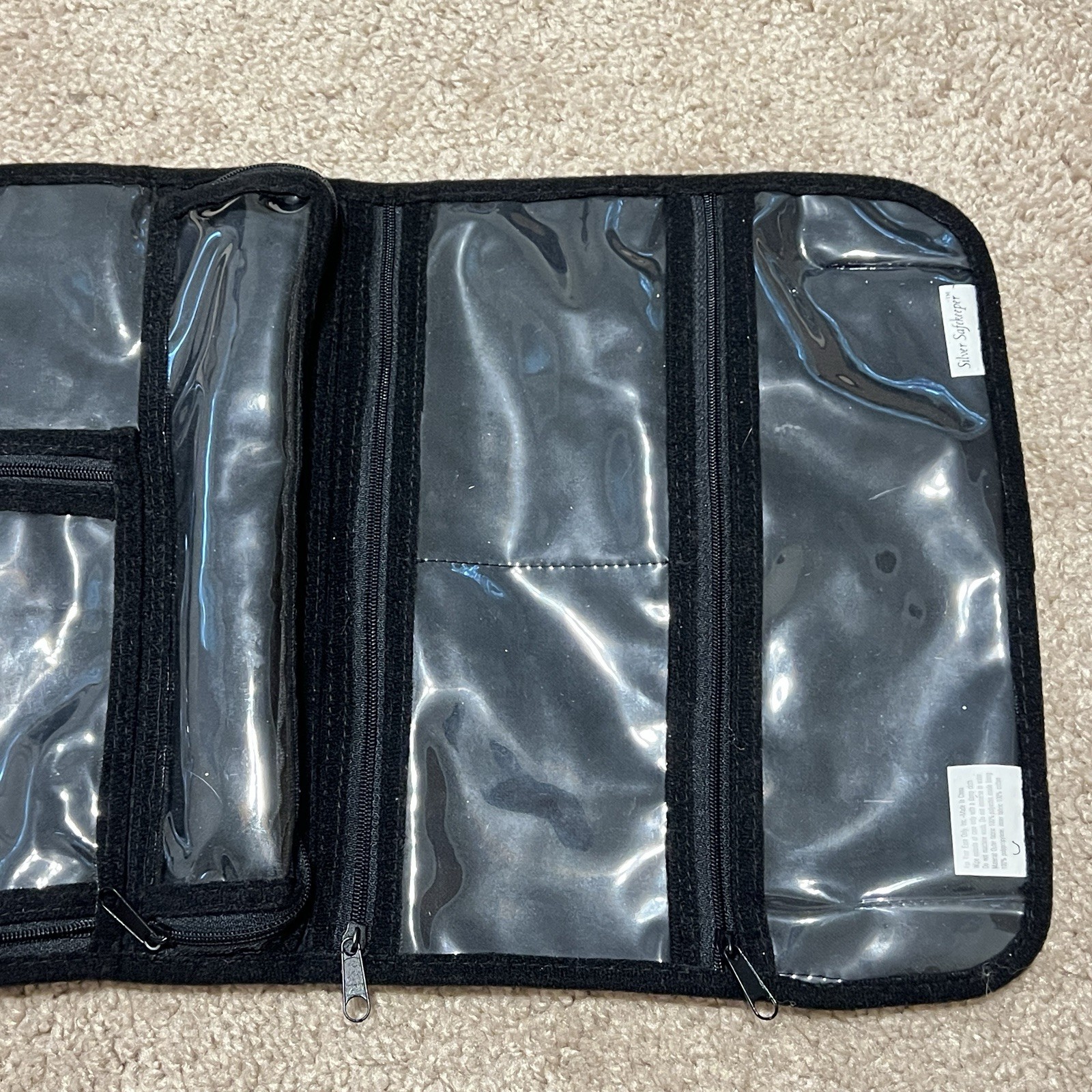 Silver Safekeeper Anti Tarnish Travel Jewelry Organizer Hanging Roll Pouch Black
