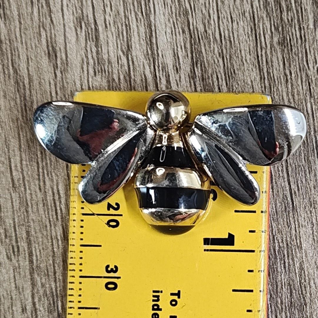 Liz Claiborne Bumblebee Brooch Pin Gold Silver Black Enamel Insect Jewelry