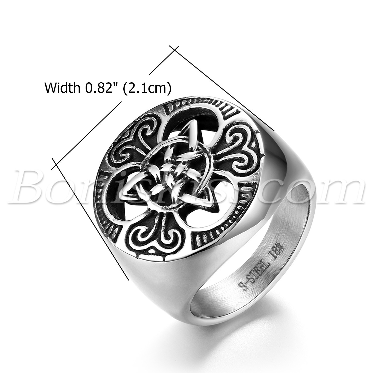 Men’s Vintage Biker Stainless Steel Round Celtic Knot Signet Rings Band #7-#14