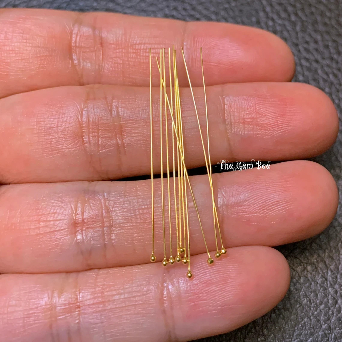 28 gauge 14k Solid Yellow Gold 1.5 INCH Ball Headpin (2) or (10)