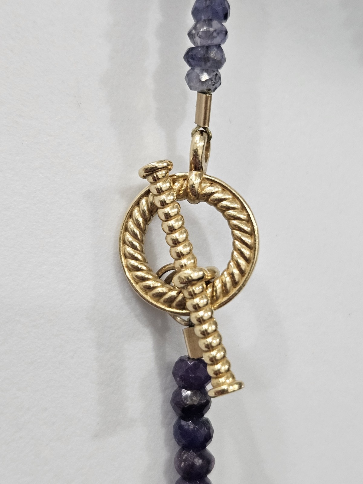 Natural Tanzanite & Aquamarine Rondelle Necklace 14k Solid Gold 4mm 45″ 35.6grms
