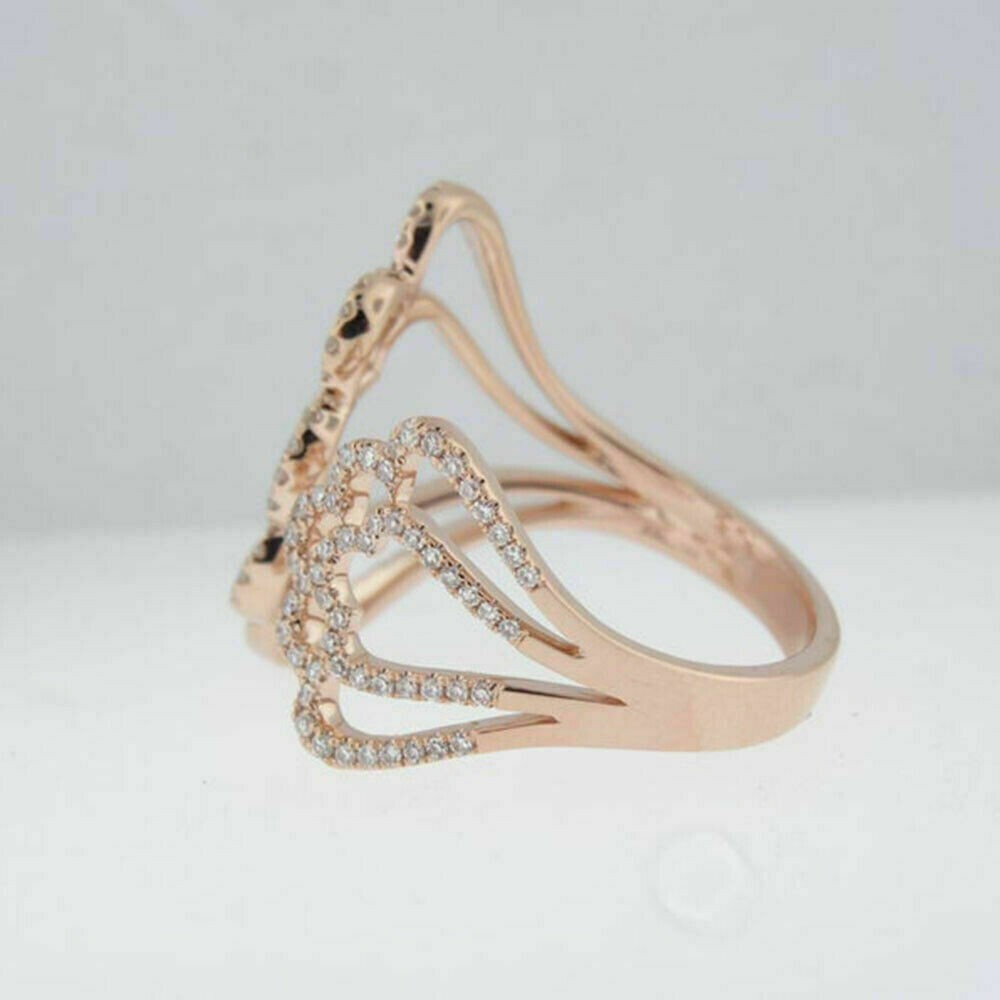 3Ct Round Natural Moissanite Adjustable Women’s Ring 14K Rose Gold Plated Silver