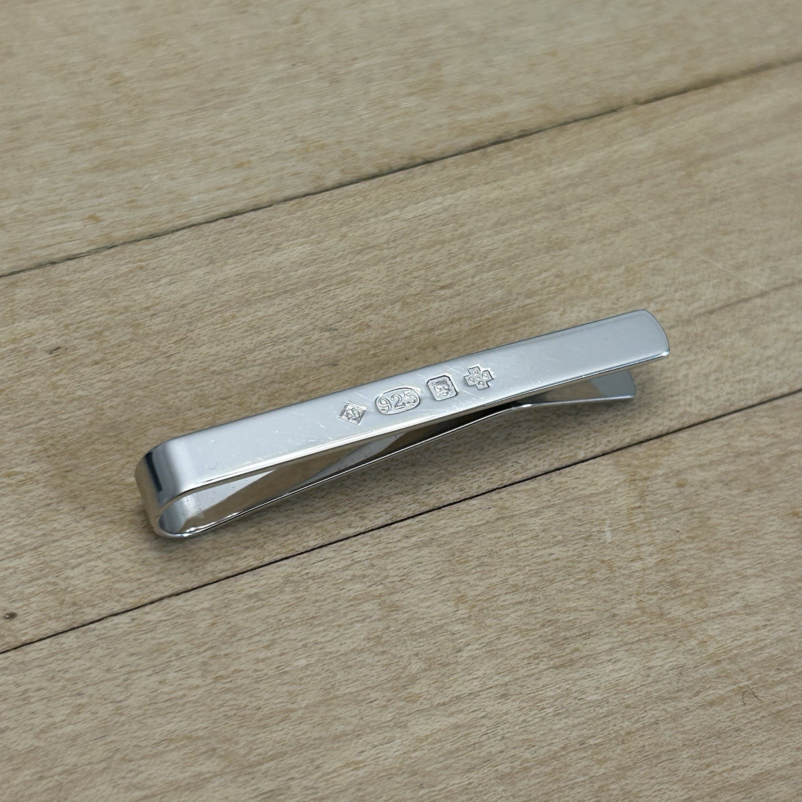 Dunhill Hallmark Signed 925 Sterling Silver Rectangle Tie Bar/Clip