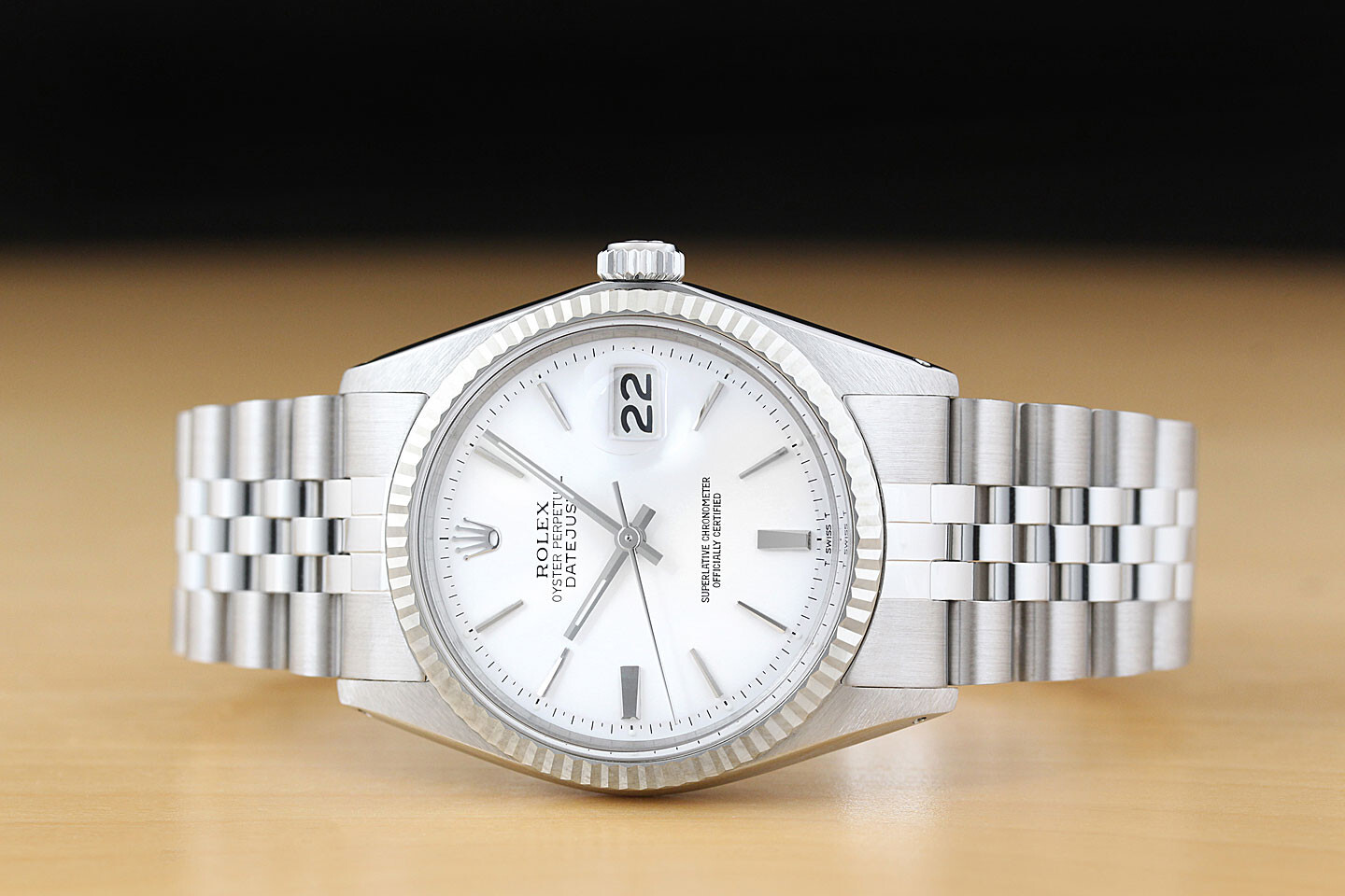 ROLEX MENS DATEJUST WHITE DIAL 18K GOLD STEEL WATCH w/ JUBILEE BRACELET
