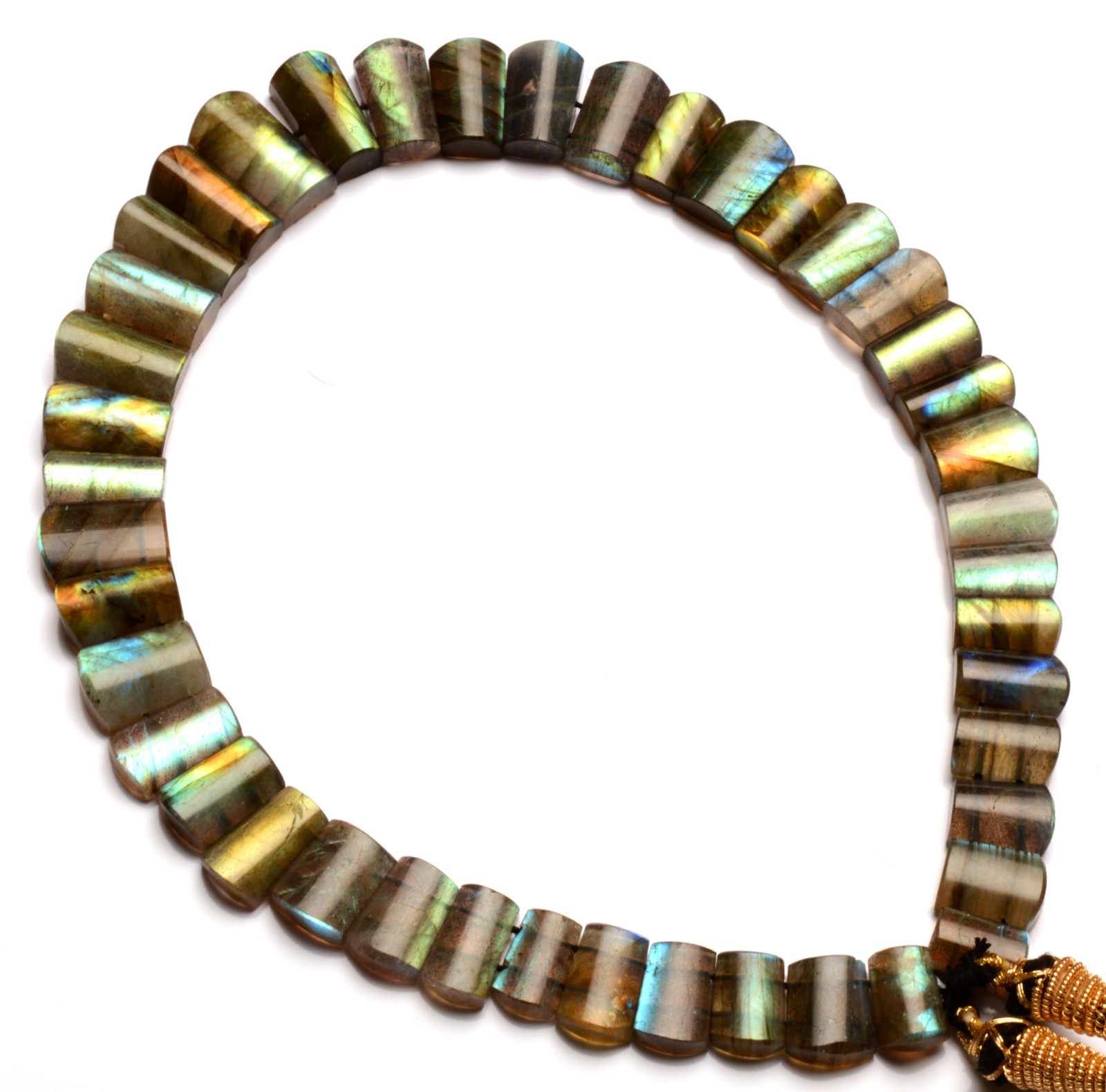 Rainbow Fire Labradorite 11-20mm Faceted Cut Beads Adjustable Length Necklace