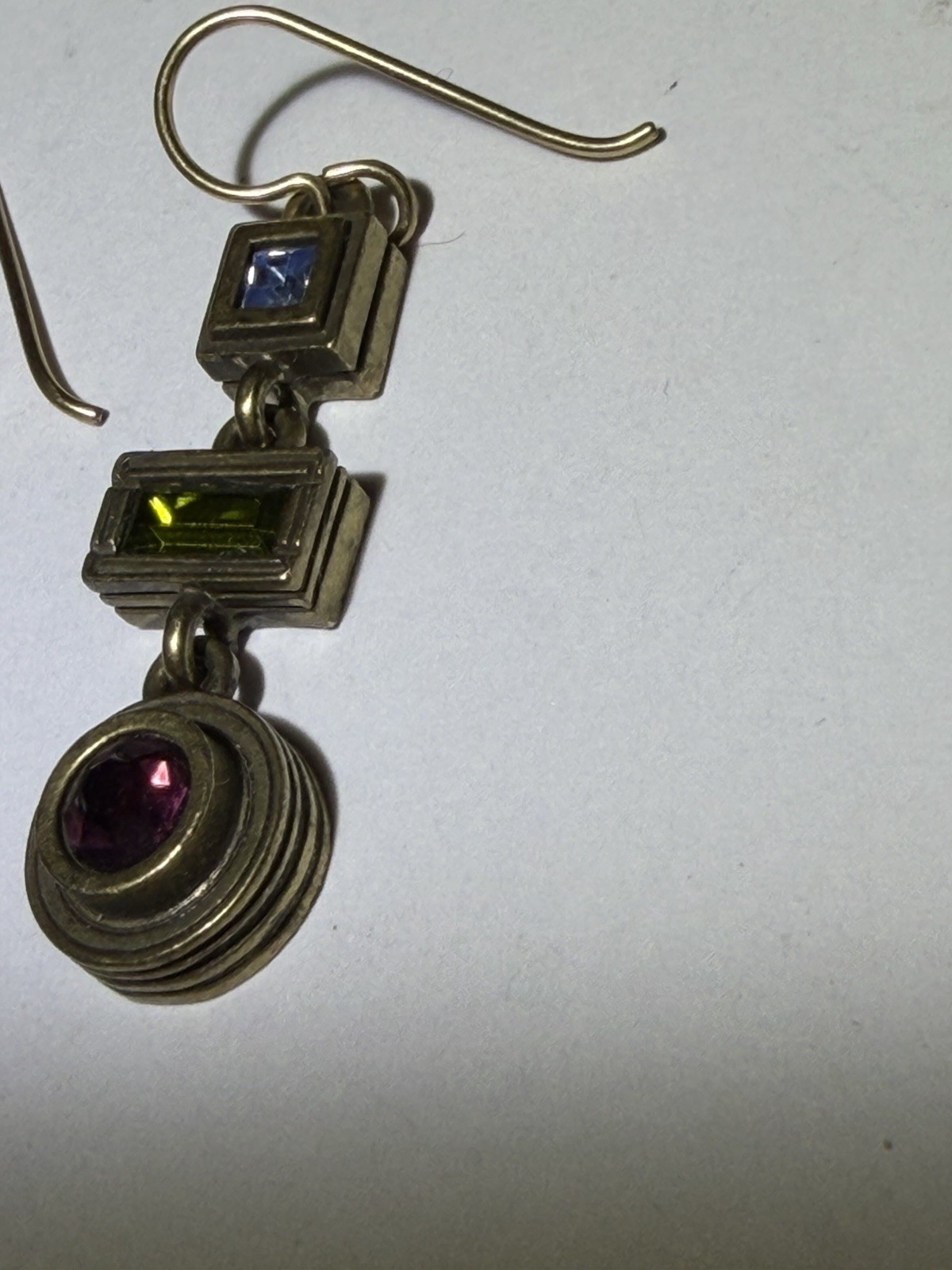 Patricia Locke USA Earrings Dangle Drop Pierced Swarovski Crystals Gold Plated