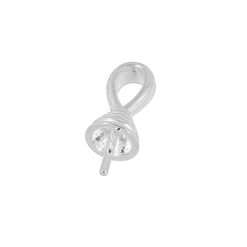 1PC Sterling Silver Pendant Bail Clasp Connector with Pearl Cup Pin #97373