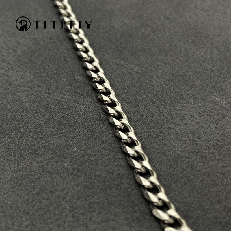 Pure Titanium Necklace Grinding Six Sides Wide4.1mm Anti Allergic Clavicle Chain
