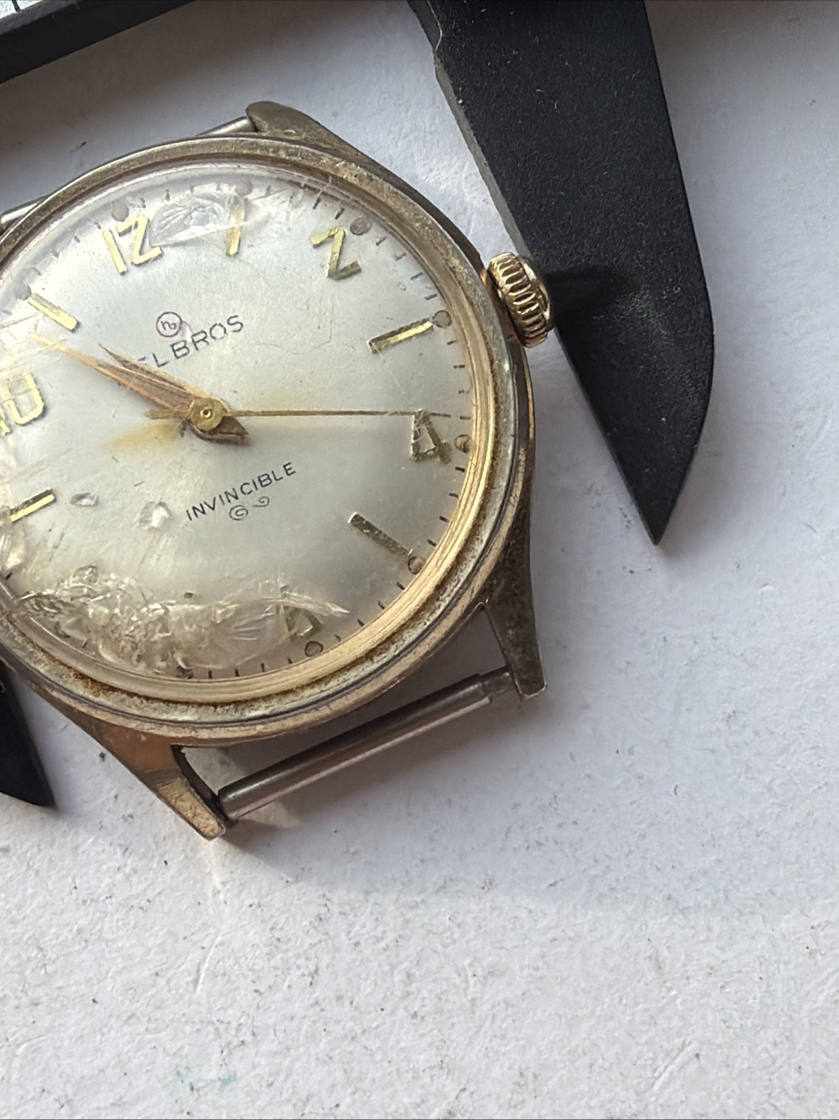 AY99 VTG Mens Helbros Automatic Rare 33mm Mens Watch Parts Repairs As Is**