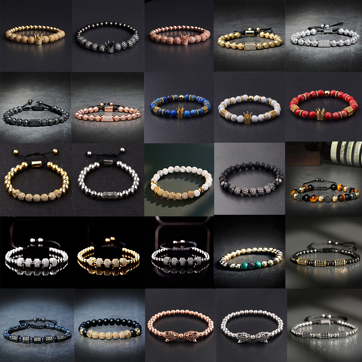 Wholesale Lots Mixed Adjustable Bracelets Luxury Zircon Stone Women Men Jewelry