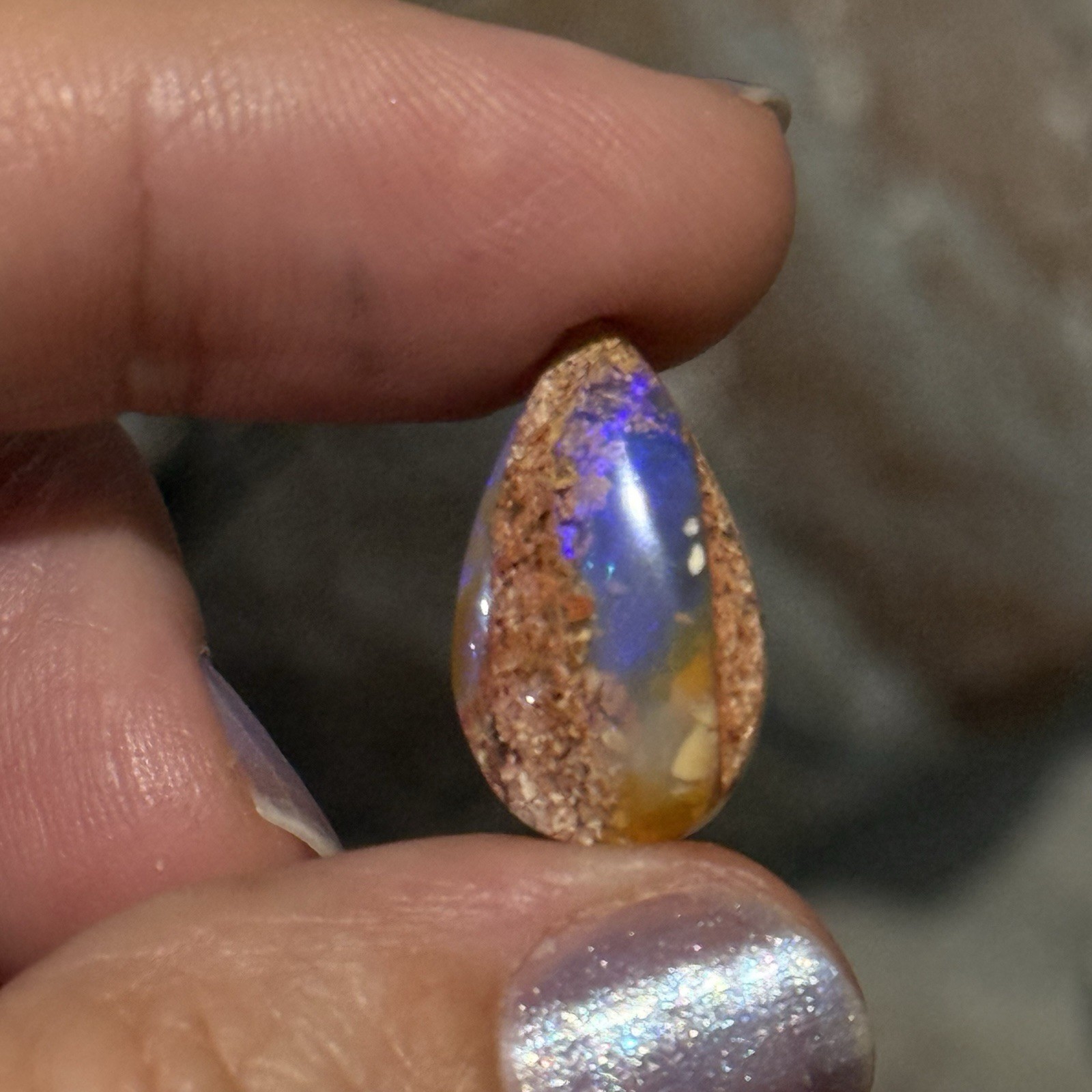 5.85ct 19.2x11x4.7mm Purple Crystal Pipe Australian Boulder Opal Cabochon Gem