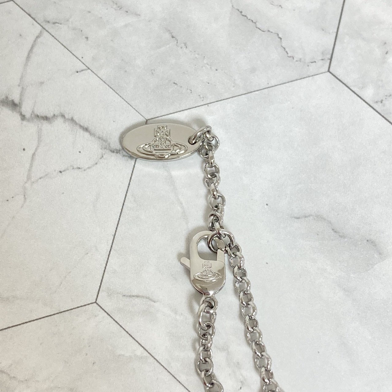 Vivienne Westwood Necklace Petite Orb Silver Clear Multi T:1.5 x 1.6 cm w/Pouch