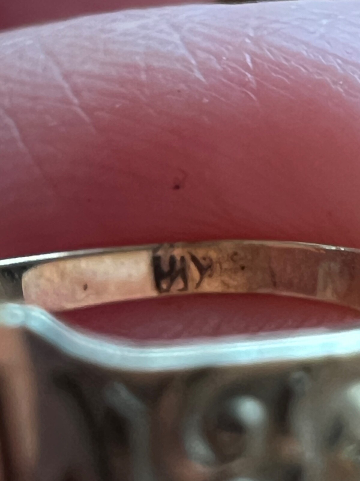 antique 14k rosy yellow gold Baby ring WJW signet monogram