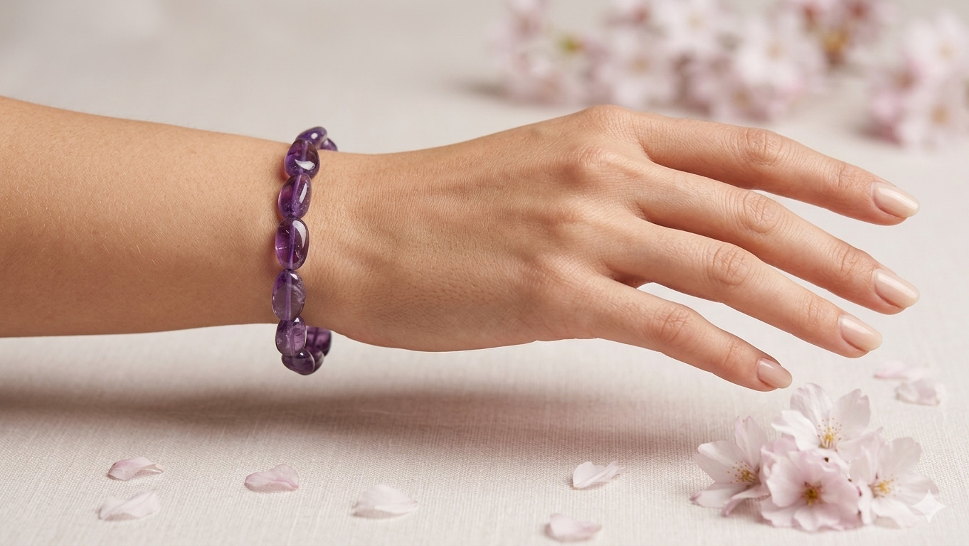 Wholesale 6 Pcs ~7mm Amethyst Natural Crystal Tumble Stretch Bracelet 7.5”