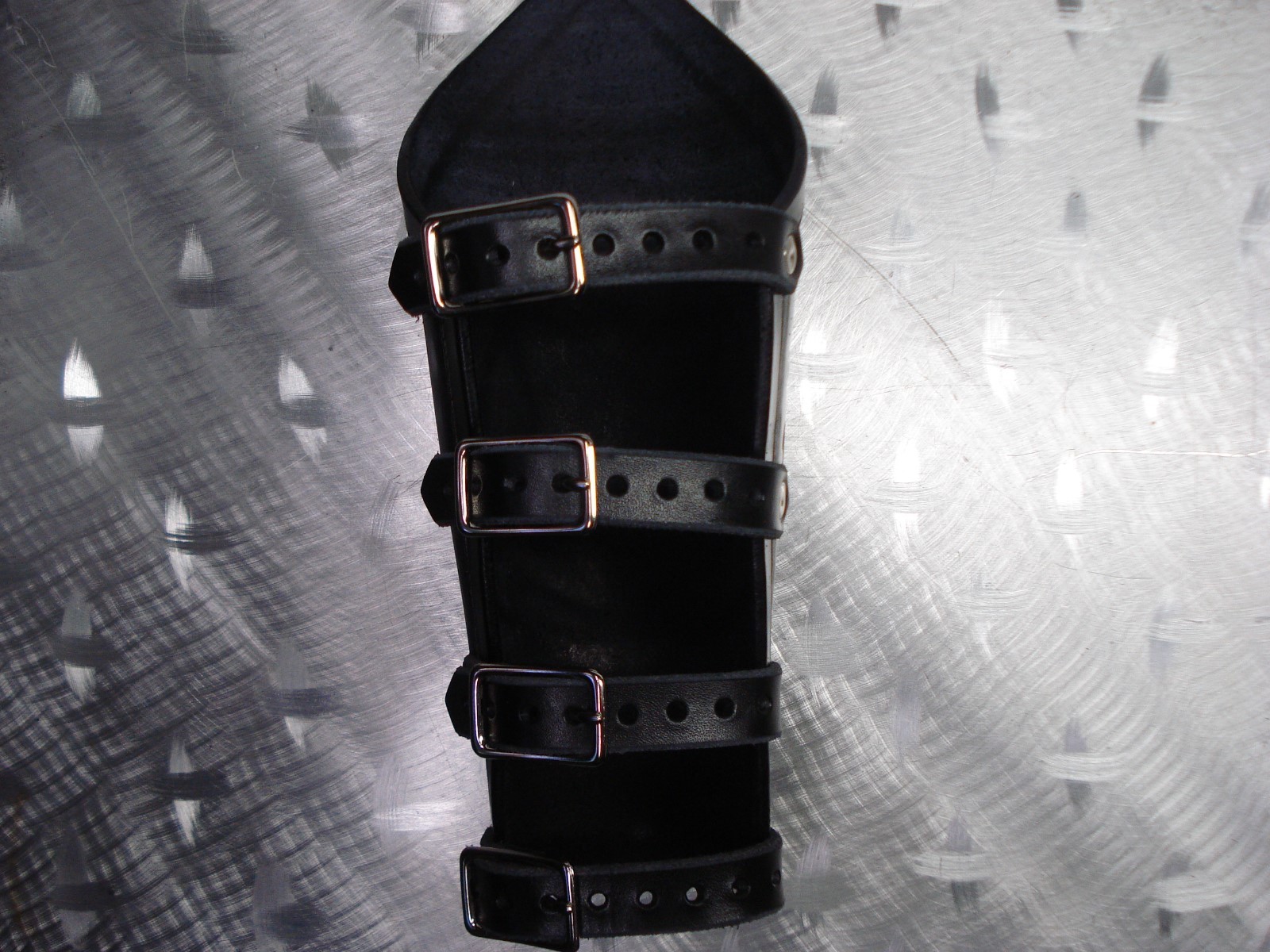 LEATHER CARVED PENTAGRAM GAUNTLET. BLACK METAL (MDLG0165)….. THY PRIMORDIAL