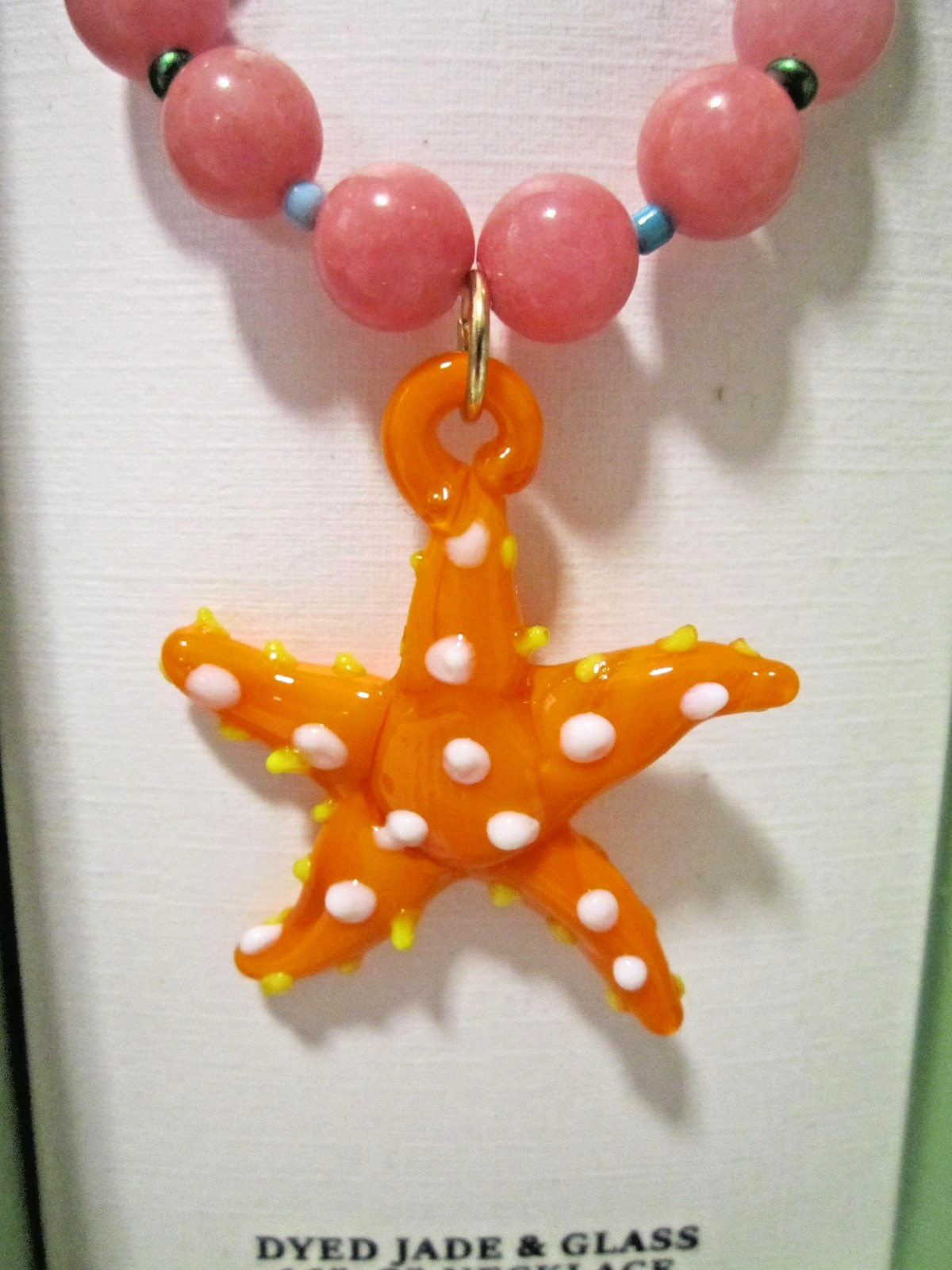 Piper. k Starfish Dyed Jade & Glass 16” + 3” Necklace Nickel Free NIB B60