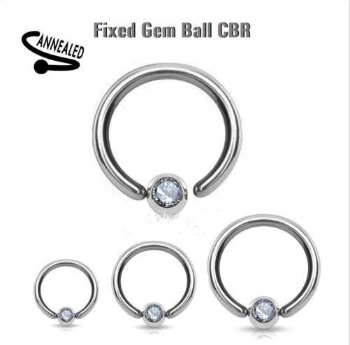 18g 16g 14g Fixed CZ Gem Ball Captive Bead Ring CBR Hoop Nose Lip Septum Ear