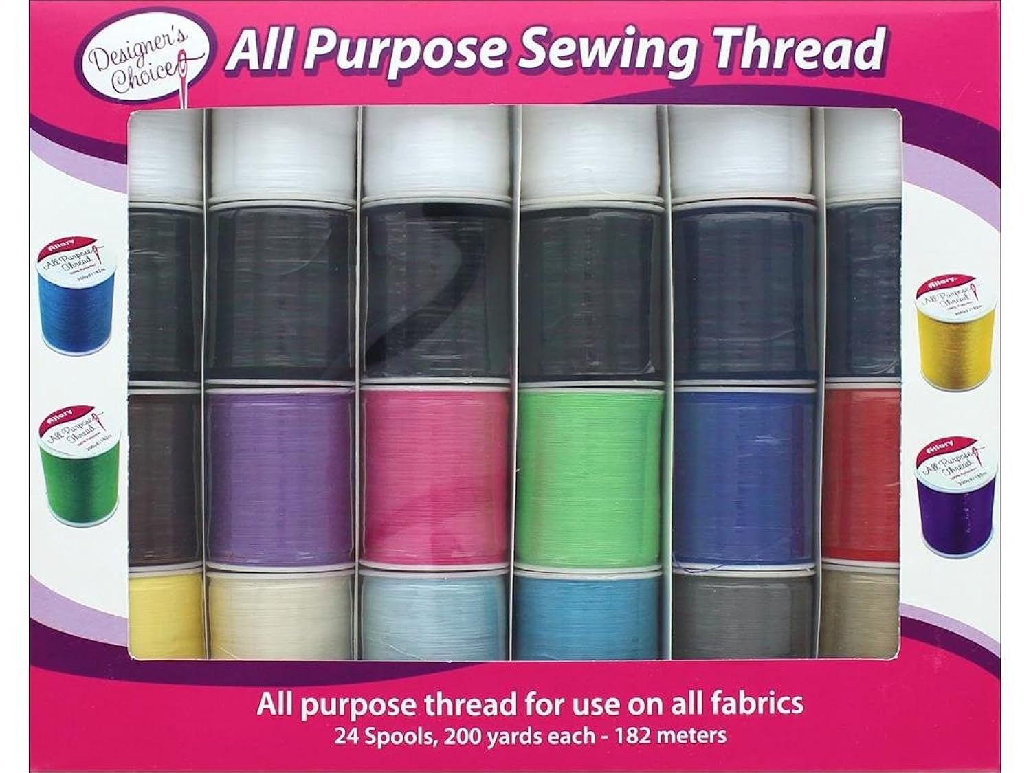 Allary Designer’s Choice All Purpose Sewing Thread 24pc – Assorted Colors