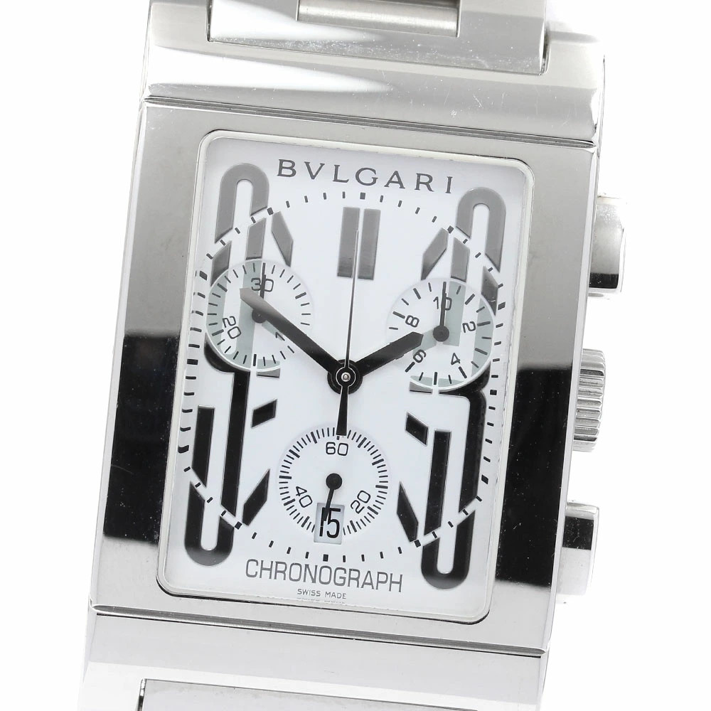 Bvlgari Watch Rettangolo RTC49S Date Chronograph Quartz Men’s w/Warranty Auth