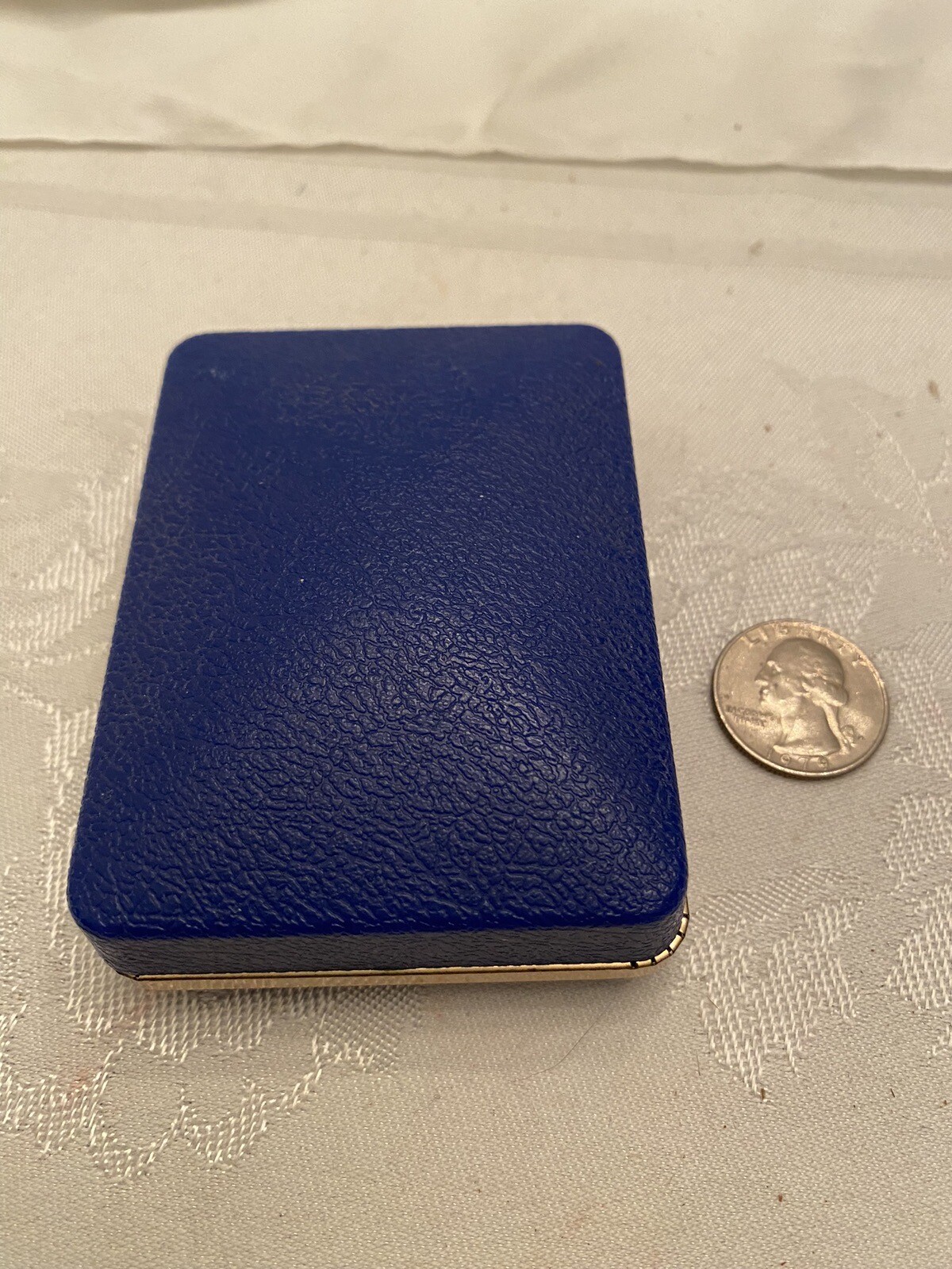 Vintage SIR LANCELOT Faux Leather Blue Jewelry Box Blue Velvet Liner