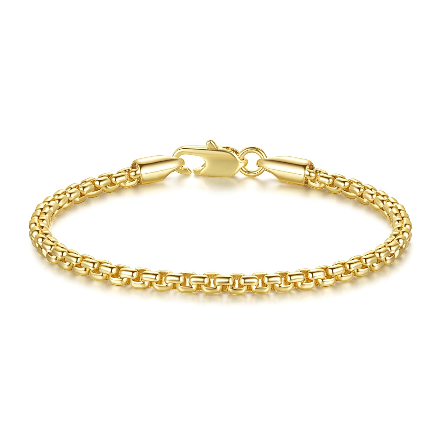 Gold Bracelets for Women Men Bracelet Square Rolo Round Box 14K Gold Chain Br…