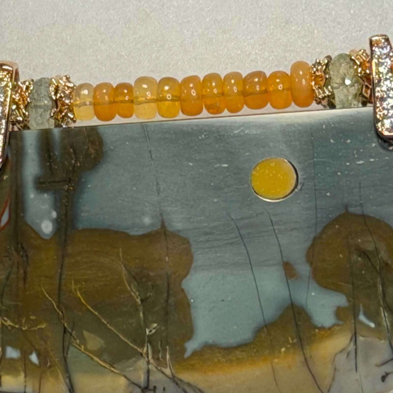 CHERRY CREEK JASPER PENDANT MOOKAITE MOON NECKLACE 18 K GF EARRINGS