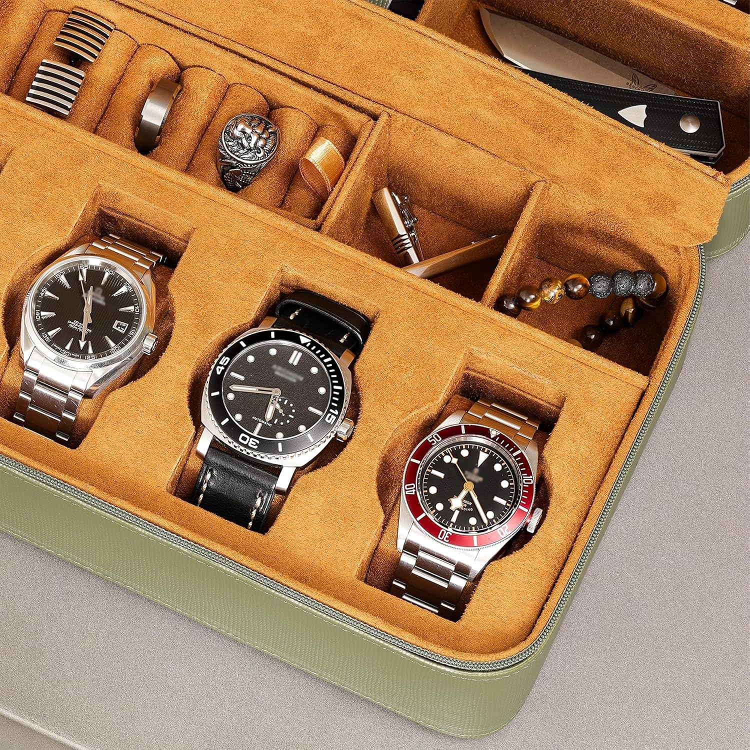 8 Watch Travel Case Storage Organizer for 8 Watches, Sunglasses, Rings & Cufflin