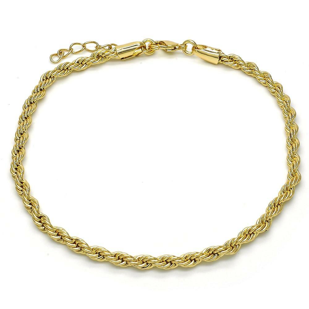 Women’s 14K Gold Filled Rope Design Twist Anklet 9.5-10.5 inches Adjustable