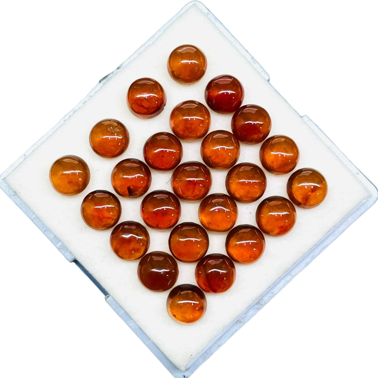 24 Pcs Natural Hessonite Garnet 7mm Round Untreated Loose Untreated Gemstones