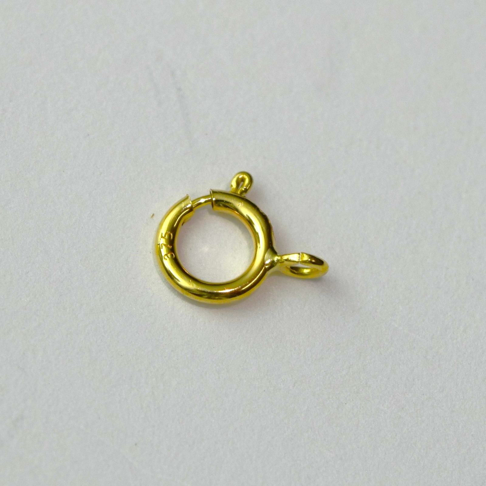 Italian Solid 9K Yellow Gold 6.0mm Spring Ring w/ Open Ring Clasp