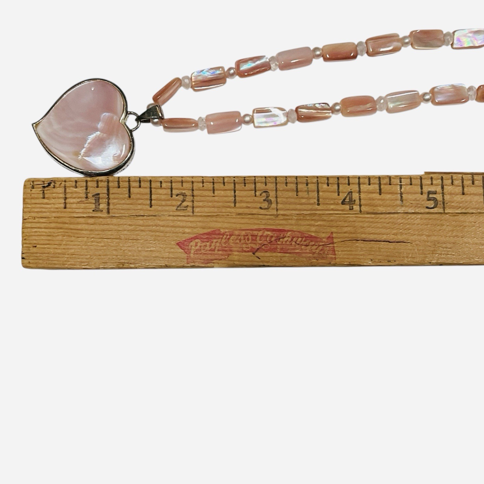 Queen Pink Conch Shell Sterling Silver Heart Necklace Valentine Love Signed LUC