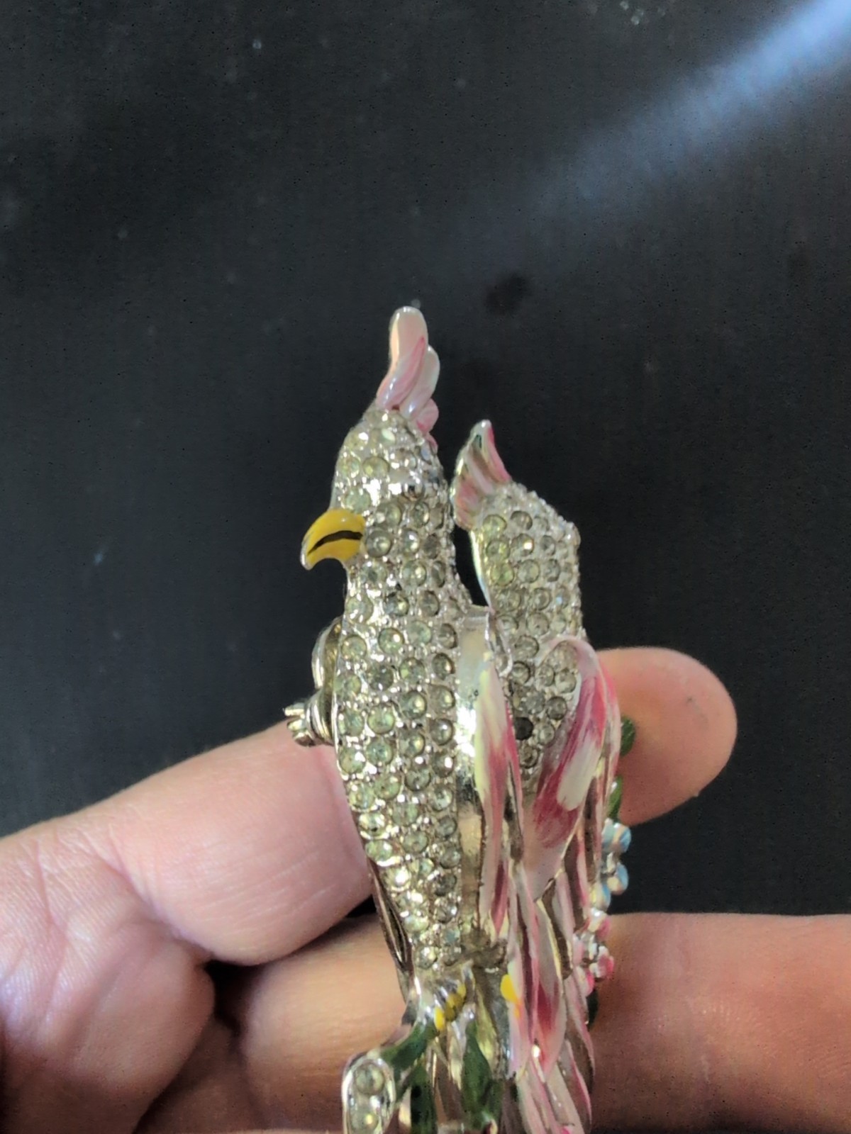 Vintage Signed Coro Duette Love Birds Fur Brooch/pin Rhinstones with Flowers