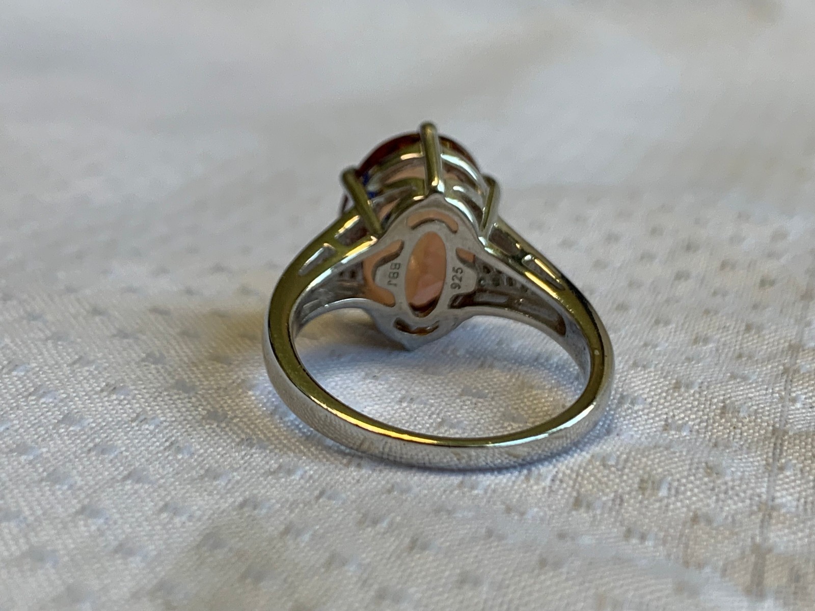 Sterling Silver Ring 4.48g Jewelry Size 7 Band Twilight Fire Topaz Look *READ*