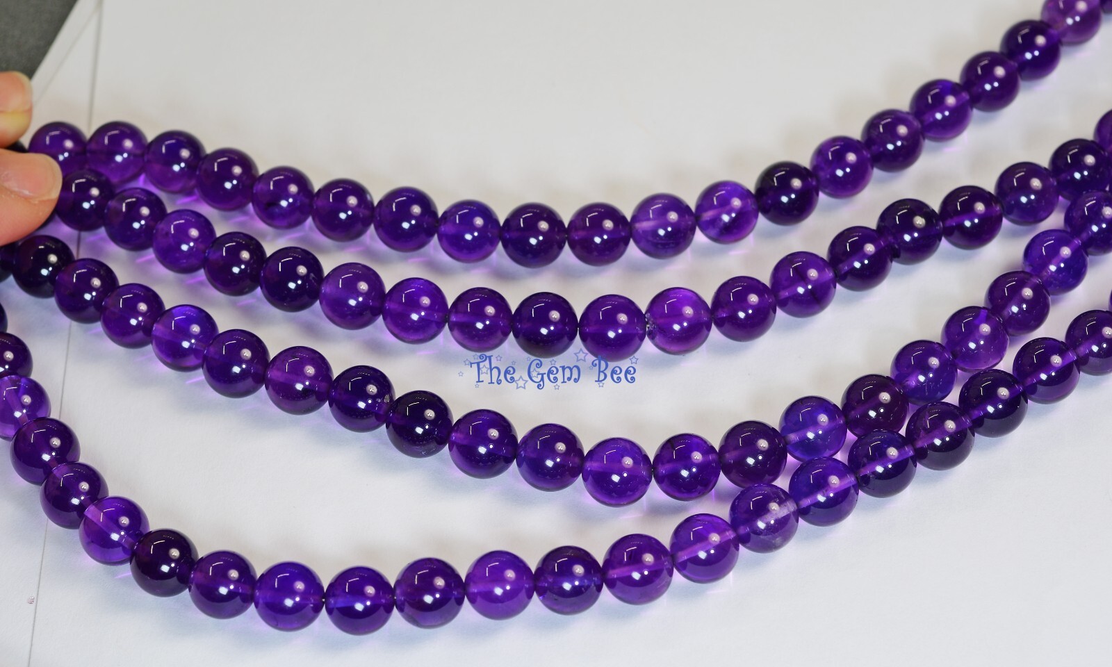 9mm Fine Gem African Purple Amethyst Smooth Sphere Round Rondelle Beads PAIR (2)