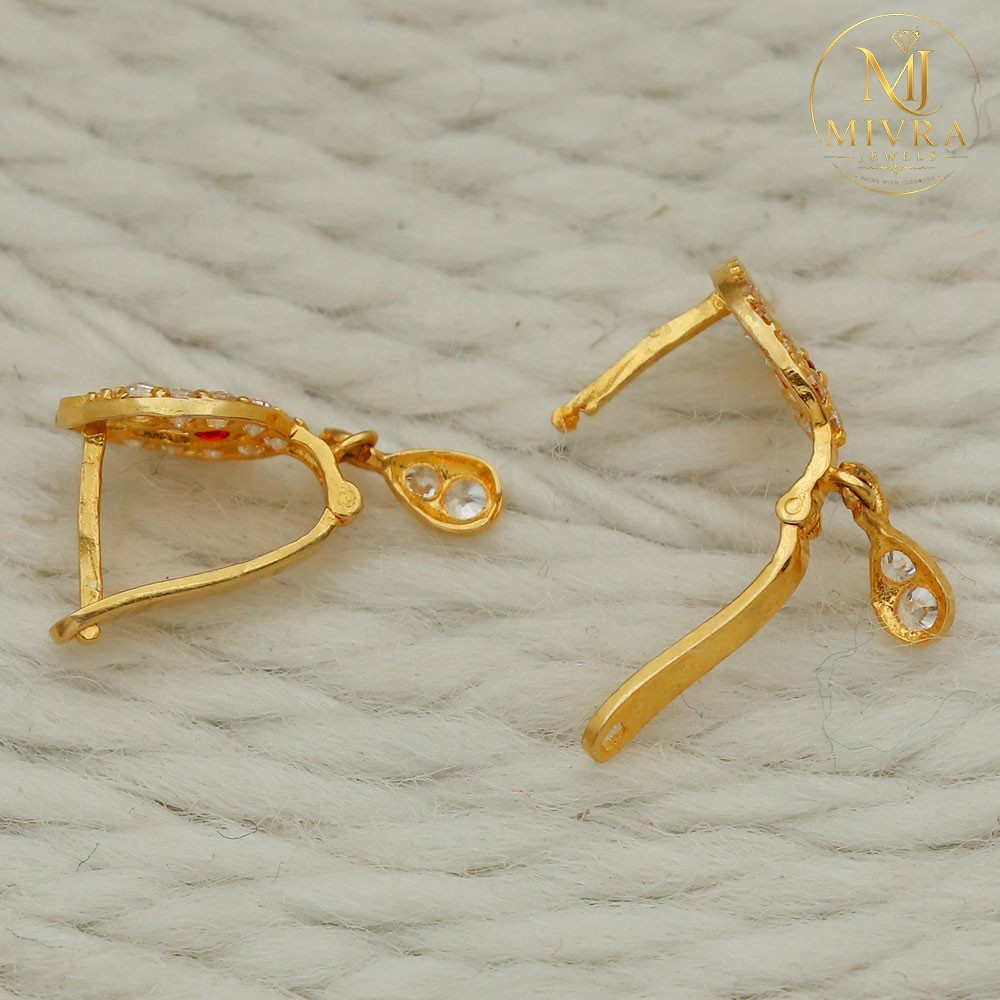 22K Stamp Gold Stud Earrings 1.6cm Lightweight Graduation Gift Business Women