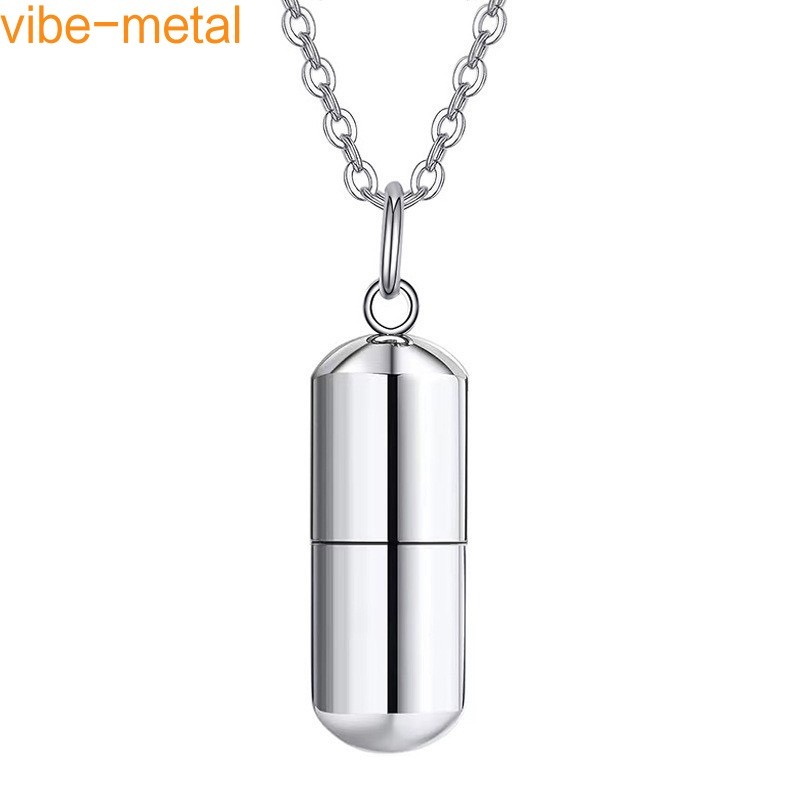 Medical Cross Pill Container Holder Stainless Steel Pendant Necklace Choker Gift