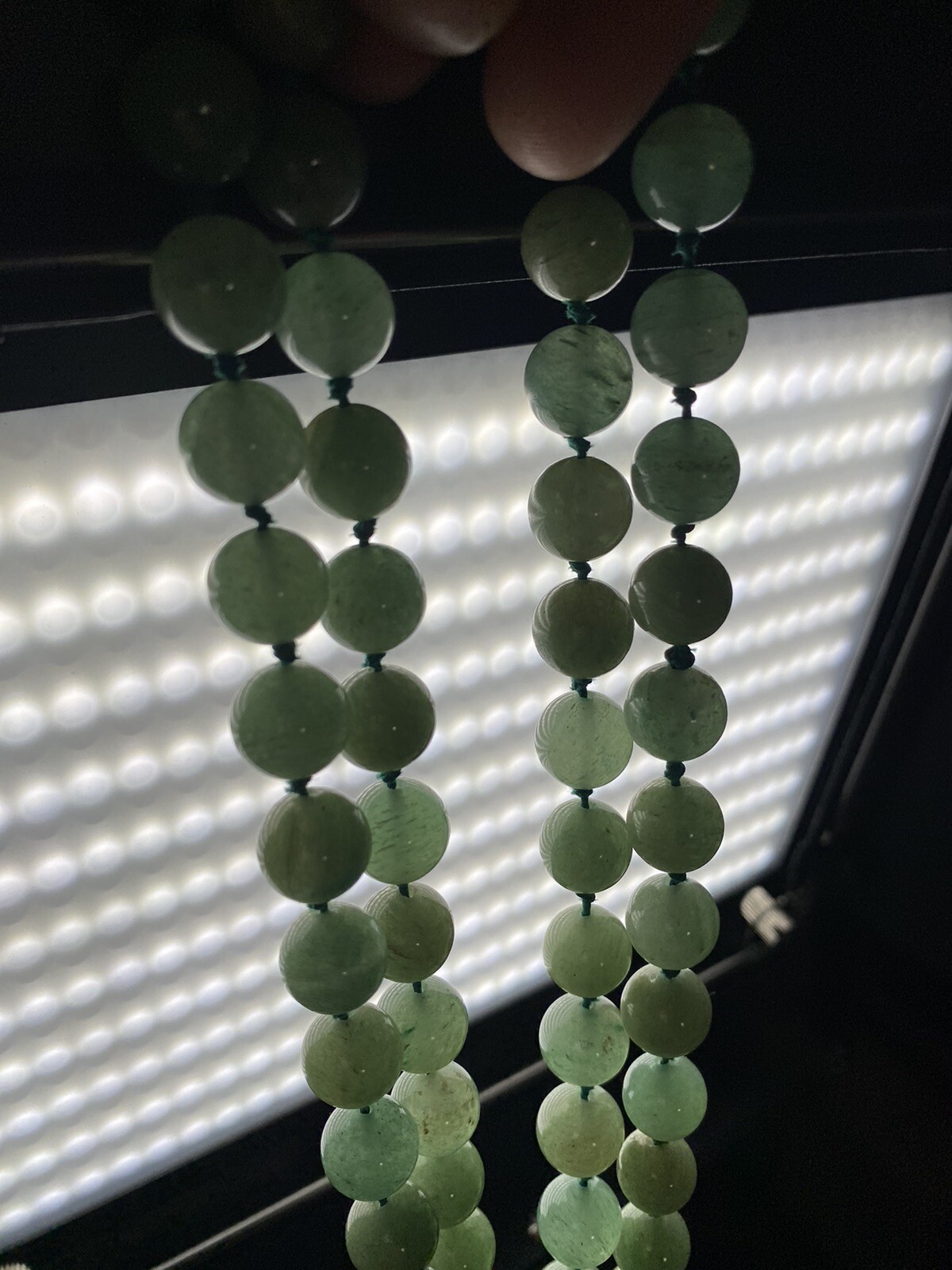 Nature Green Jade 翡翠玉 Round Gemstone 61 Beads Long Necklace 33 inch 10 mm 140g#1