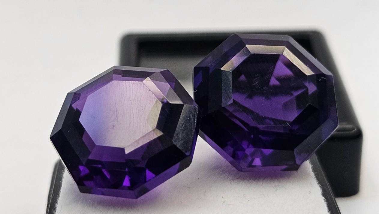 Fancy Cut Natural Amethyst Purple 27.10 Ct Pair Stone For Earring Making FR-589