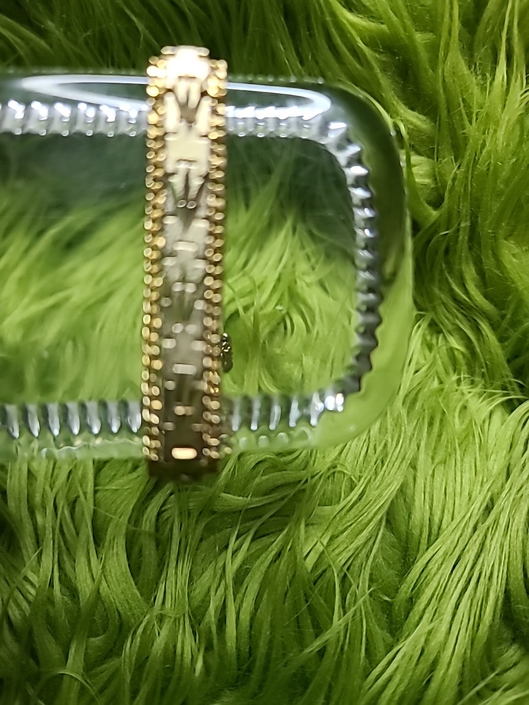 Vintage Bracelet Heavy Gold Plated Textured Diamond Cut Design with Safety Chain