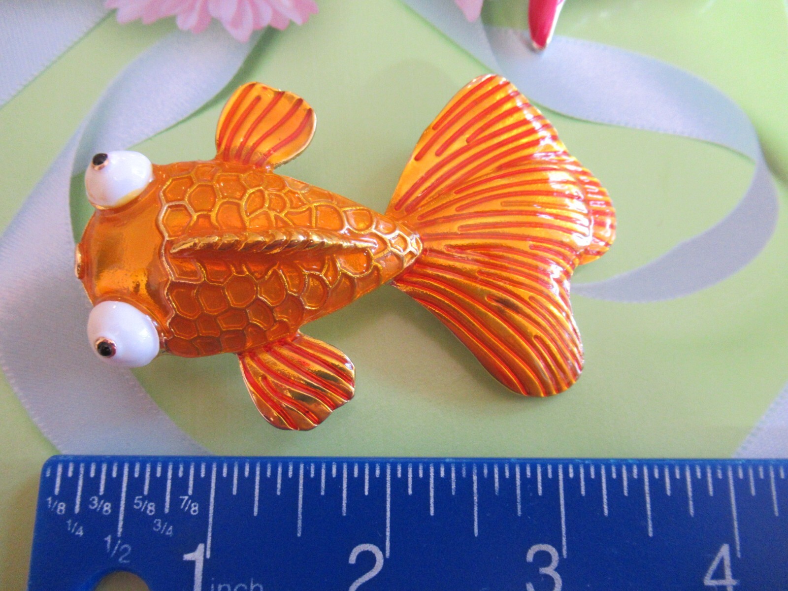 LARGE GOLD FISH ENAMEL MULTI-COLOR RHINESTONES & GEMSTONE BROOCH- YOU CHOOSE