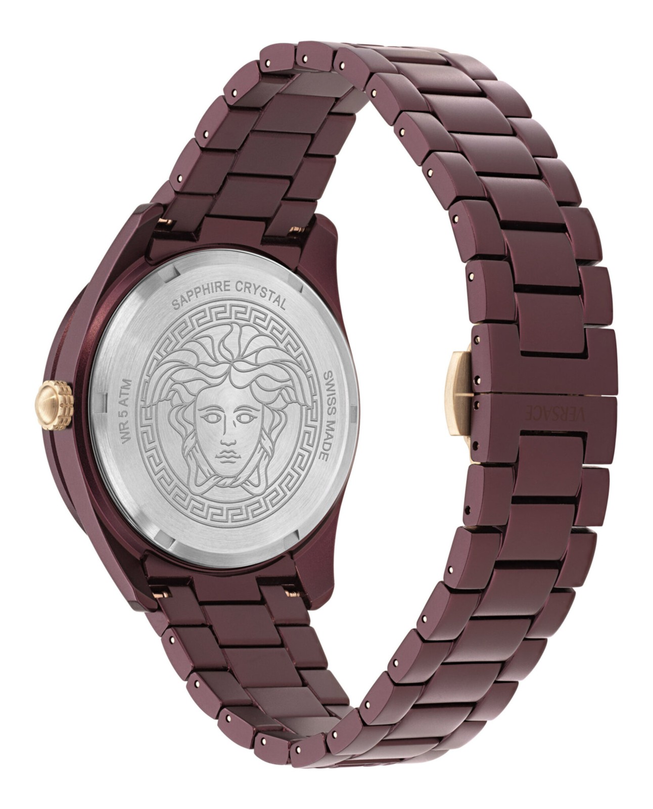 Versace Mens Burgundy 42mm Bracelet Fashion Watch