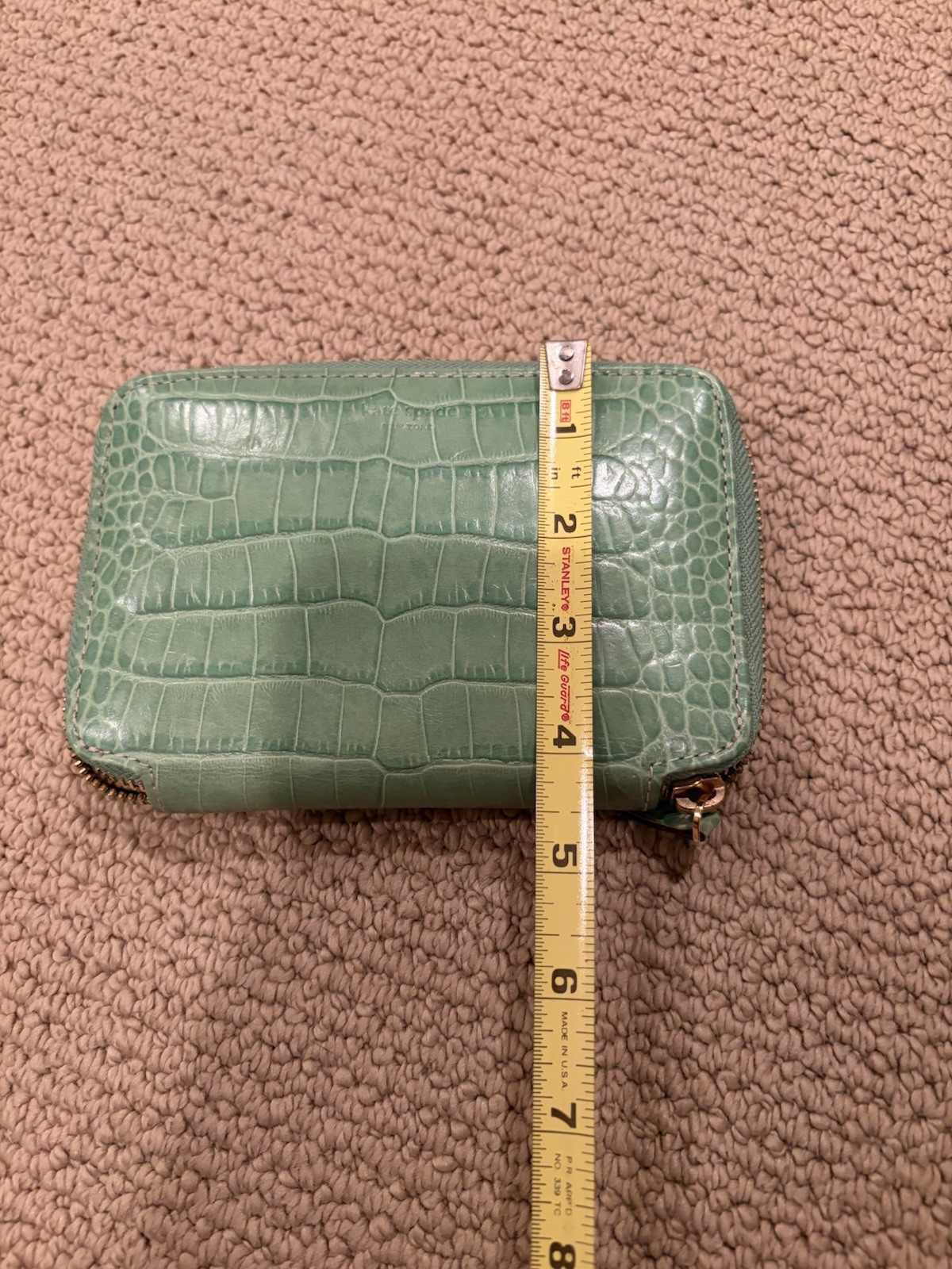Kate Spade Green Crocodile Jewelry Travel Case