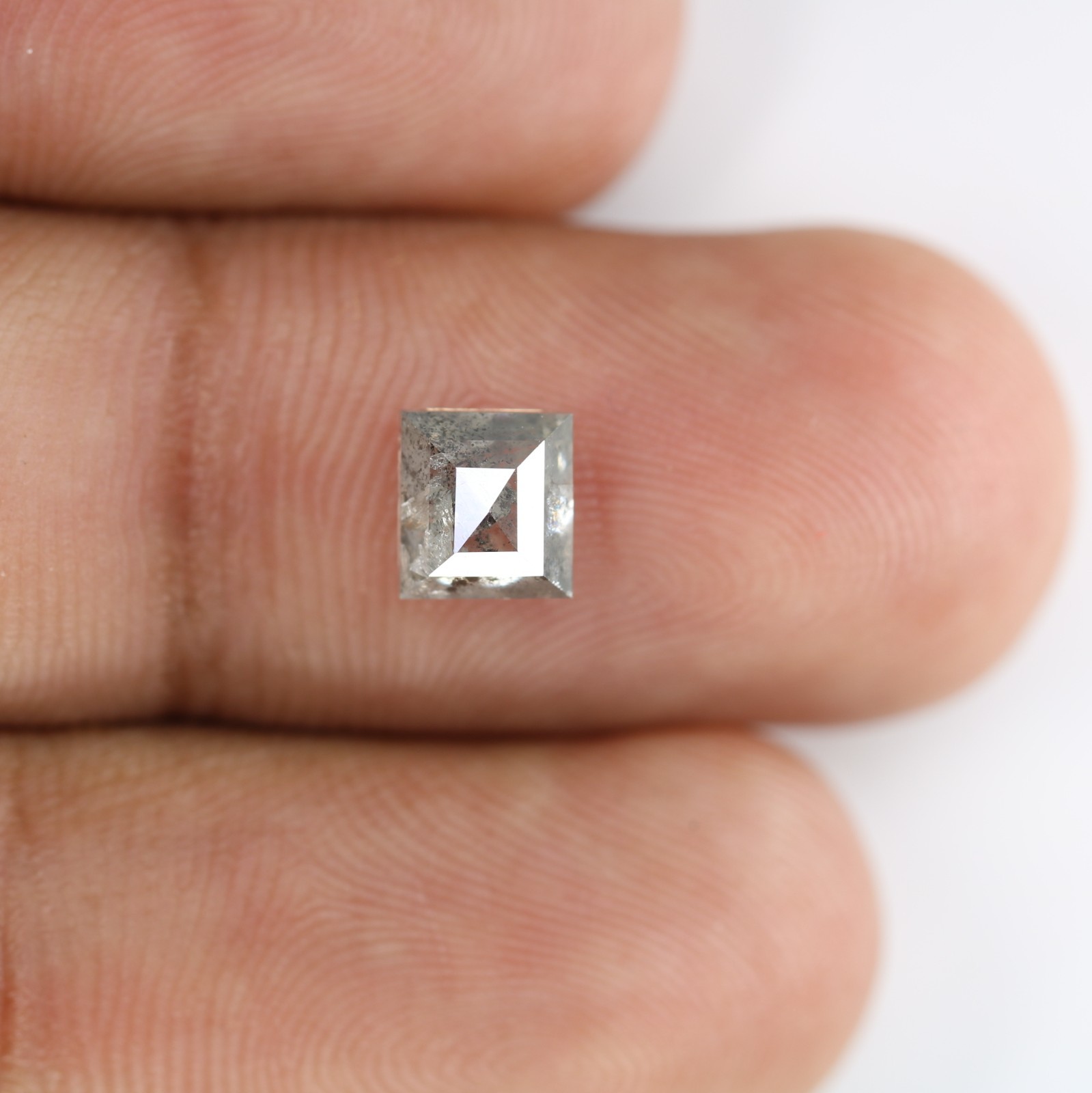 1.37 CT Polished Square Shape Salt And Pepper Loose Diamond For Proposal Ring
